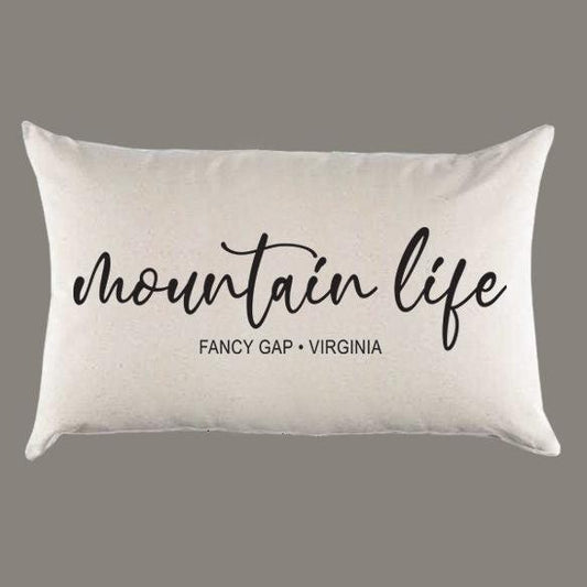 Personalized 'Mountain Life' Canvas Pillow or Pillow Cover