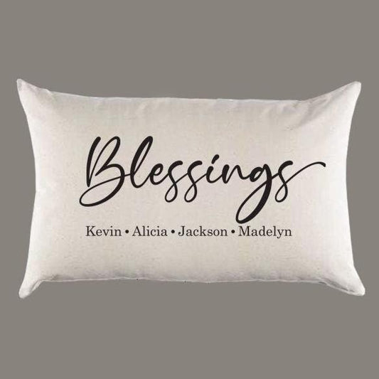 Personalized 'Blessings' with Names Canvas Pillow or Pillow Cover