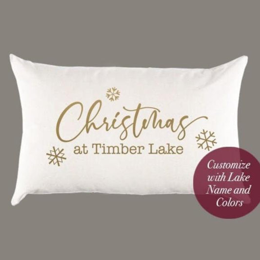 Custom 'Christmas at Lake' Canvas Pillow or Pillow Cover