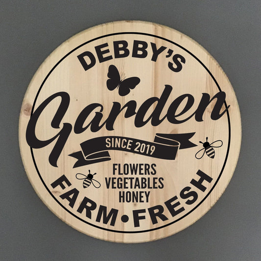 Personalized Garden Pine Wood Sign