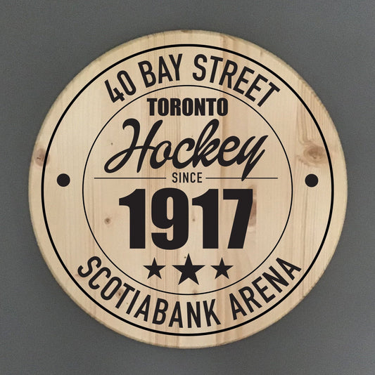 Toronto Maple Leafs Hockey| Scotiabank Arena Address Solid Pine Wood Sign
