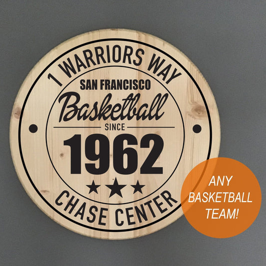 Custom Basketball Stadium Address Solid Pine Wood Sign