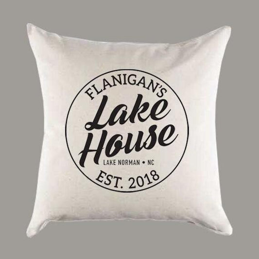 Custom Personalized 'Lake House' Canvas Pillow or Pillow Cover