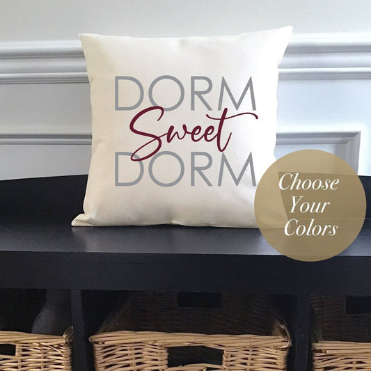 Dorm Sweet Dorm Canvas Pillow or Pillow Cover