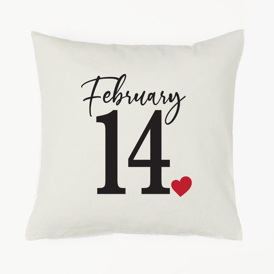 Valentine's Day 'February 14' Canvas Pillow or Pillow Cover