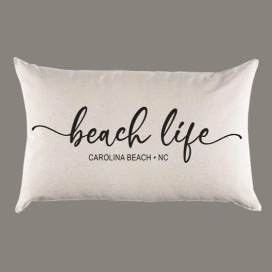 Personalized 'Beach Life' Canvas Pillow or Pillow Cover