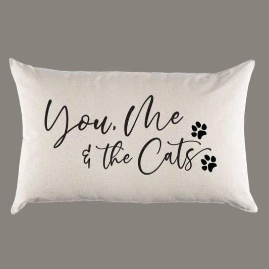 Canvas 'You, Me & the Cats' Pillow or Pillow Cover