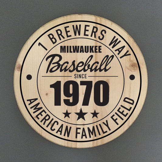 Milwaukee Brewers Baseball | American Family Field Address Solid Pine Wood Sign