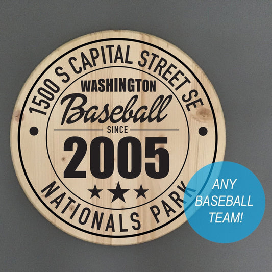 Custom Baseball Stadium Address Solid Pine Wood Sign