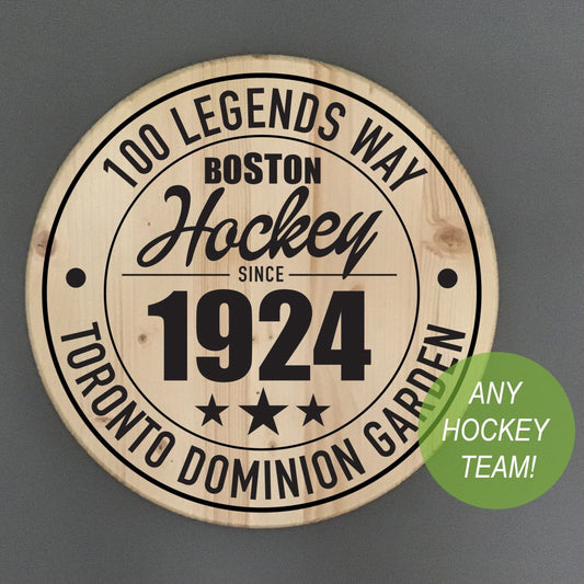 Custom Hockey Stadium Address Solid Pine Wood Sign