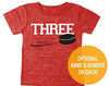 Third 3rd Birthday 'Three' Hockey Puck Tri Blend Toddler 3 Third Birthday T-Shirt - Toddler Boy and Girl Tee Twins Triplets Gift