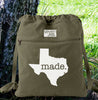 Texas TX Made. Canvas Backpack Cinch Sack 0007
