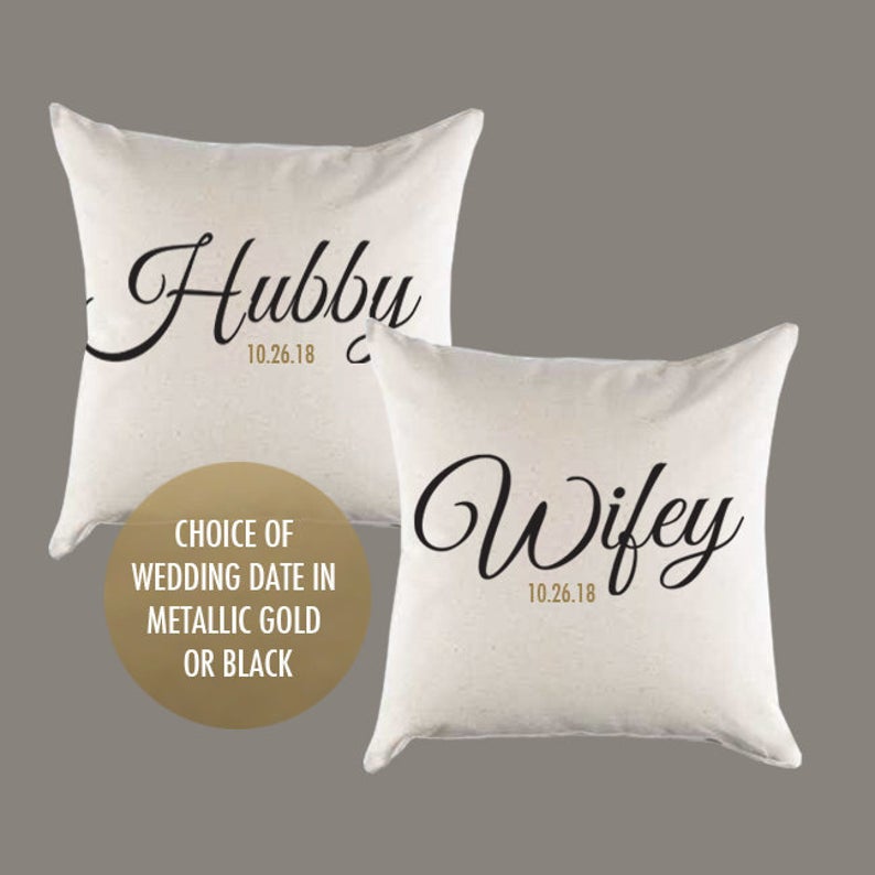 Hubby and Wifey Personalized Canvas Pillows or Pillow Covers
