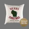 All States and Washington DC Custom Personalized 'Merry Christmas' Canvas Pillow or Pillow Cover