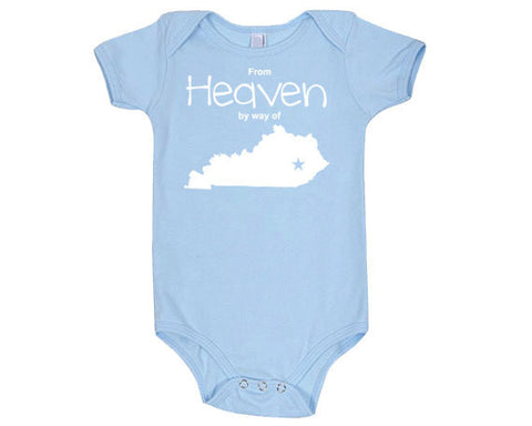 From Heaven By Way of Kentucky Customized Cotton Baby One Piece Bodysuit - Infant Girl and Boy