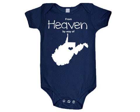 From Heaven By Way of West Virginia Customized Cotton Baby One Piece Bodysuit - Infant Girl and Boy