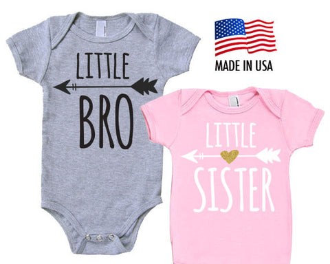 Little Bro or Little Sister Tri-Blend Infant Cotton Baby One Piece Bodysuit - Infant Girl and Boy
