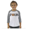 4th Birthday Football Tri-blend Raglan Baseball Shirt - Personalized Name and Number on Back - Toddler sizes