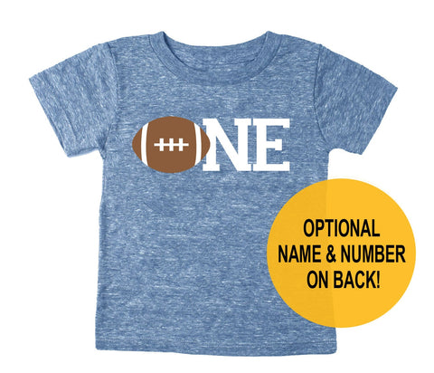 One Football Baby First 1st Birthday Football 'One' Shirt Tri Blend Toddler  1 First Birthday T-Shirt - Toddler Boy and Toddler Girl