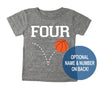Fourth 4th Birthday 'Four' Basketball Tri Blend Toddler 4 Fourth Birthday T-Shirt - Toddler Boy and Girl Tee Twins Triplets