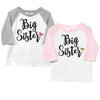 Big Sister Poly Cotton 3/4 Raglan Sleeve Baseball Shirt - Baby, Toddler or Kid Shirt New Baby Pregnancy Announcement