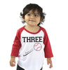 Baseball 3rd Birthday Tri-blend Raglan Baseball Shirt - Personalized Name and Number on Back - Infant, Toddler sizes Twins Triplets