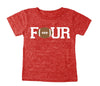 Fourth 4th Birthday 'Four' Football Tri Blend Toddler 4 Fourth Birthday T-Shirt - Toddler Boy and Girl Tee