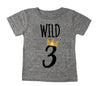 Third 3rd Birthday 'Wild & Three' Tri Blend Toddler Third Birthday T-Shirt - Toddler Boy and Girl Tee Twins Triplets