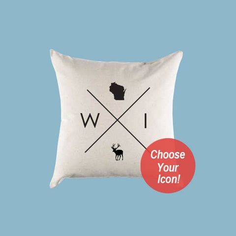 Wisconsin WI Home State Canvas Pillow or Pillow Cover