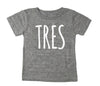 Third 3rd Birthday TRES Tri Blend Toddler T-Shirt - Infant Toddler Boy and Girl Tee Twins Triplets