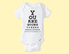 Daddy or Daddy Again Eye Chart Baby Pregnancy Announcement White Cotton One Piece Bodysuit - Infant Girl Boy Grandparents