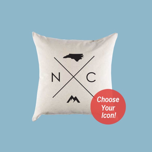 North Carolina NC Home State Canvas Pillow or Pillow Cover