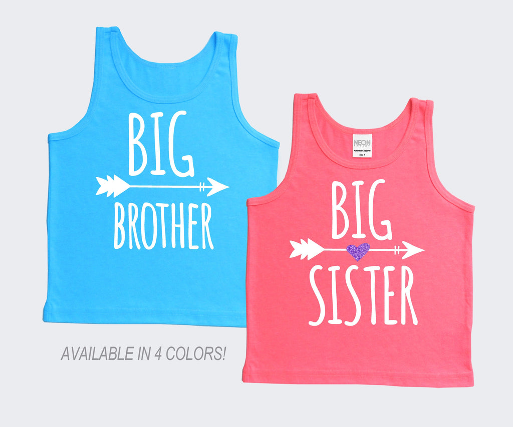 Big Brother or Big Sister Poly Cotton Toddler Kids Tank Top - Sizes 2, 4, 6, 8, 10, 12 New Baby Pregnancy Announcement