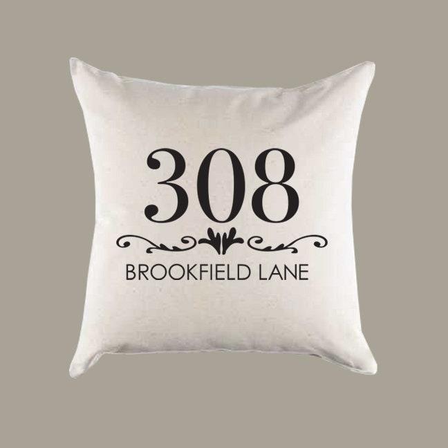 Custom Address Canvas Pillow or Pillow Cover - Home Throw Pillow - Home Decor - Moving Away or Housewarming Gift