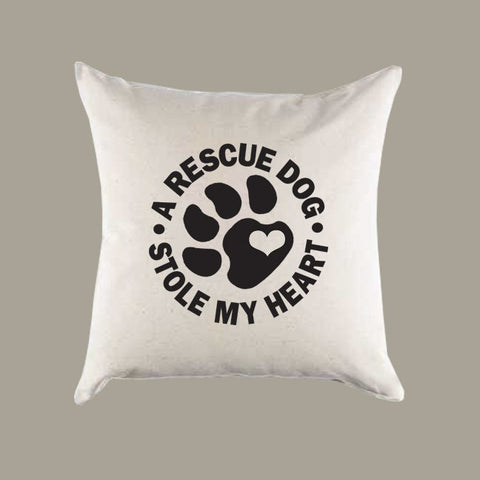 A Rescue Dog Stole My Heart 16"x16" Canvas Pillow or Pillow Cover - Pet Adoption Pillow - Adopt - Pawprint