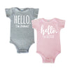 Hello I'm ... Personalized Cotton Baby One Piece Bodysuit - Infant Girl and Boy Twins Triplets