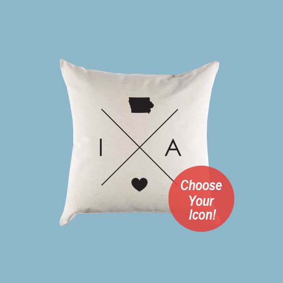 Iowa IA Home State Canvas Pillow or Pillow Cover