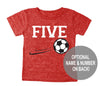 Fifth 5th Birthday 'Five' Soccer Tri Blend Toddler 5 Fifth Birthday T-Shirt - Toddler Boy and Girl Tee Twins Triplets