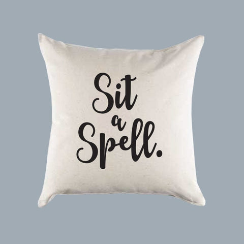 Sit a Spell Front Porch Canvas Pillow or Pillow Cover - Home Throw Pillow - Bedroom Pillow