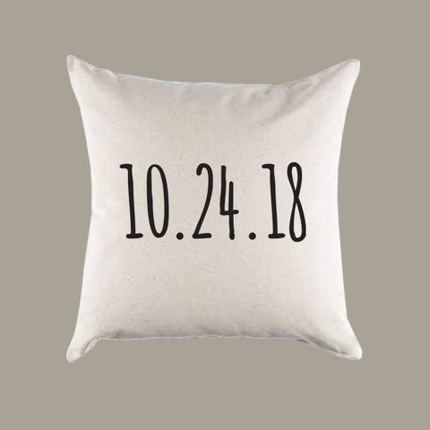 Custom Date Canvas Pillow or Pillow Cover - Special Date Throw Pillow - Home Decor - Wedding, Birthday, Graduation Housewarming Gift