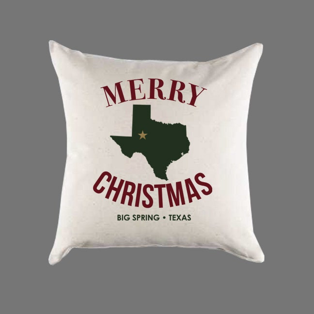 Custom Personalized 'Merry Texas Christmas' Canvas Pillow or Pillow Cover - Holiday Home Throw Pillow - Christmas Gift Home