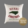 Custom Personalized 'Merry North Carolina Christmas' Canvas Pillow or Pillow Cover - Holiday Home Throw Pillow - Christmas Gift Home