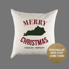 Custom Personalized 'Merry Kentucky Christmas' Canvas Pillow or Pillow Cover - Holiday Home Throw Pillow - Christmas Gift Home