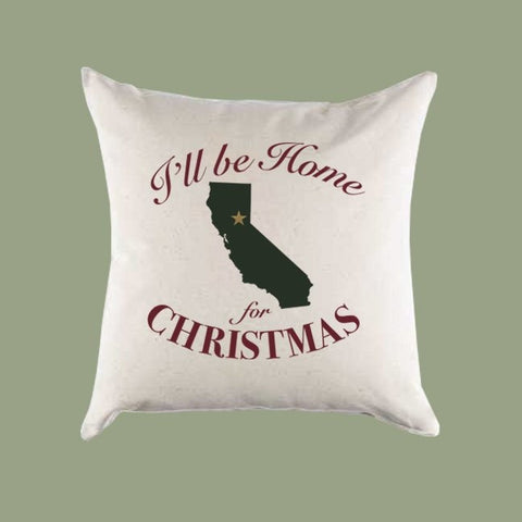Custom Personalized 'I'll Be Home for Christmas' California Canvas Pillow or Pillow Cover - Christmas Gift Home Throw Pillow