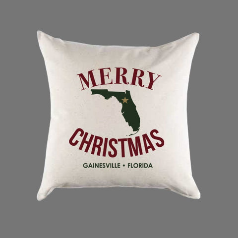 Custom Personalized 'Merry Florida Christmas' Canvas Pillow or Pillow Cover - Holiday Home Throw Pillow - Christmas Gift Home