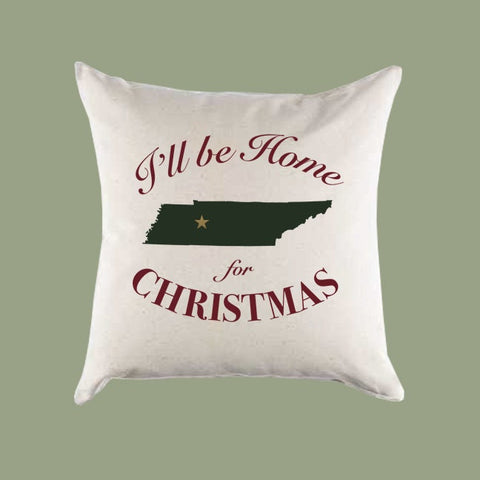 Custom Personalized 'I'll Be Home for Christmas' Tennessee Canvas Pillow or Pillow Cover - Christmas Gift Home Throw Pillow