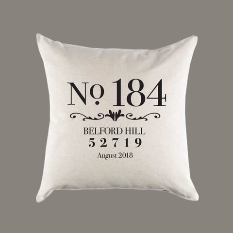 Custom Address Canvas Pillow or Pillow Cover - Throw Pillow - Home Decor - Anniversary, Moving Away or Housewarming Gift