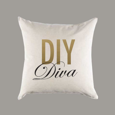 DIY Diva Canvas Pillow or Pillow Cover - Throw Pillow - Home Decor - Do It Yourself - Mother's Day or Housewarming Gift