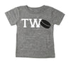 Second 2nd Birthday 'Two' Hockey Puck Tri Blend Toddler  2 Second Birthday T-Shirt - Toddler Boy and Girl Tee