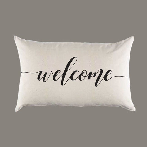 Welcome Canvas Pillow or Pillow Cover - Home Throw Lumbar Pillow -  Farmhouse Pillow - Moving Gift  - New House Gift